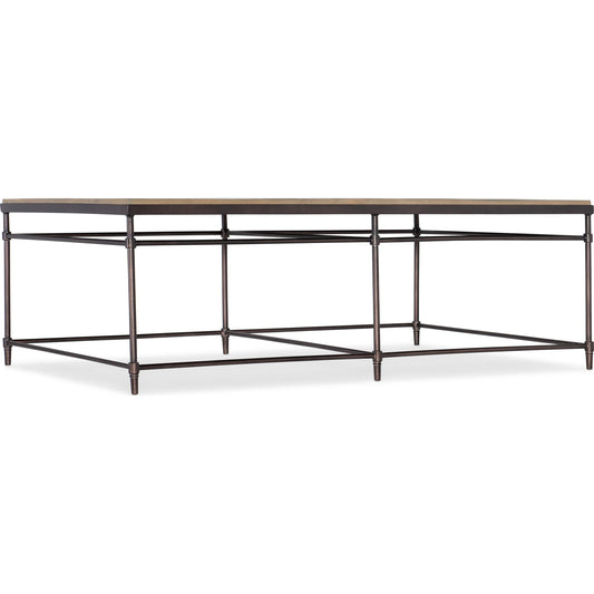 St. Armand Cocktail Table by Hooker Furniture. Made from acacia solids with round metal tube, metal sheet in a modern style.