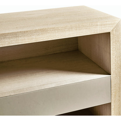 Water Hadal Plinth Nightstand by Jonathan Charles in beige. Made from unique in a transitional style.
