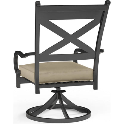 Monterey Outdoor Swivel Dining Chair by Sunset West in browns. Made from aluminum in a cottage & farmhouse style.
