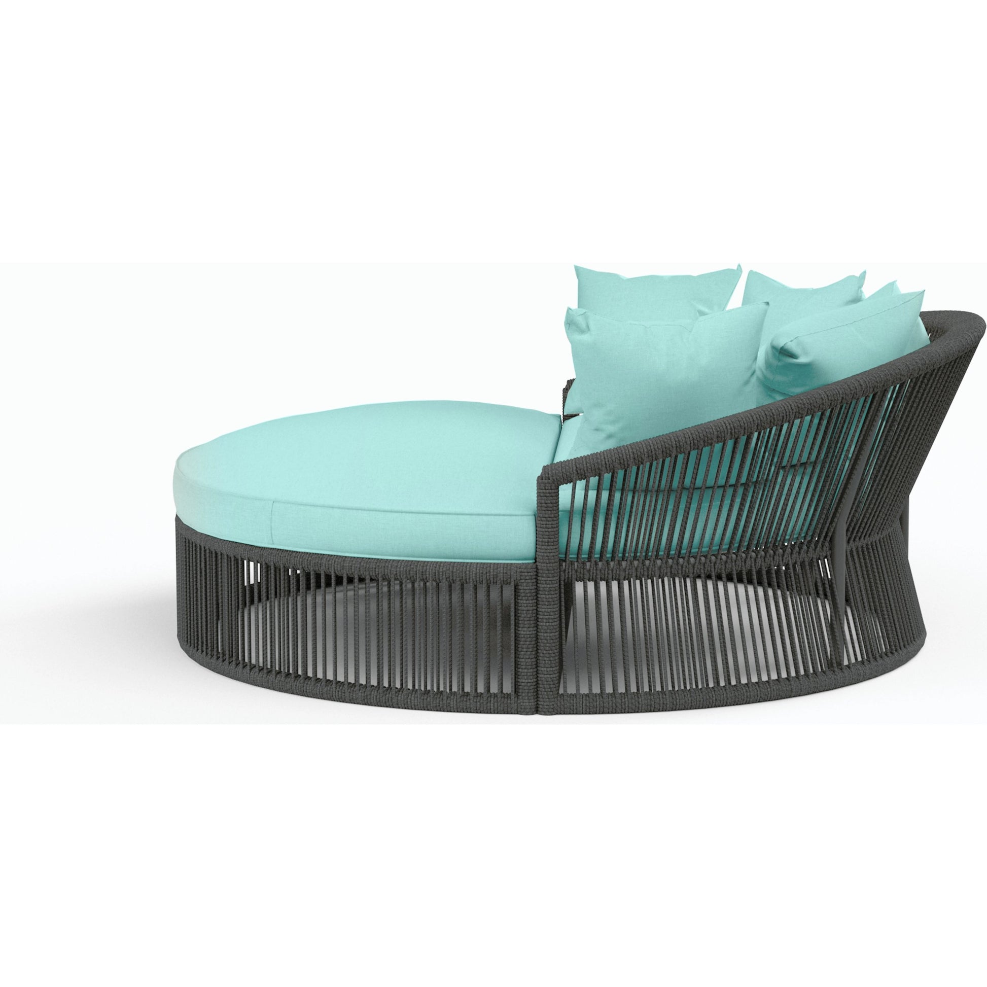 Milano Outdoor Daybed by Sunset West in slate. Made from olefin rope in a coastal style.