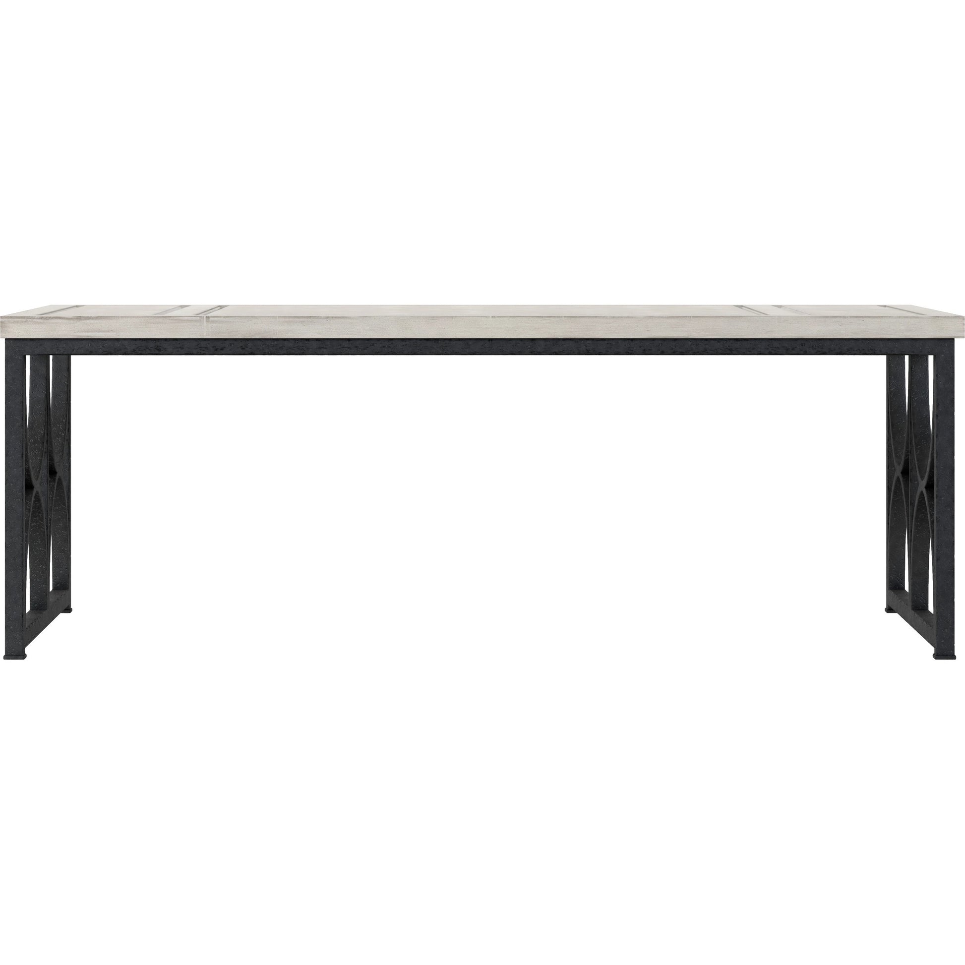 Alcove Metal Cocktail Table by A.R.T. Furniture in belgian ivory, burnished brass. Made from acacia solids, maple veneers, iron in a modern style.