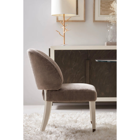 Blanc Hostess Chair by A.R.T. Furniture in alabaster, burnished bronze. Made from parawood solids, foam, fabric, metal in a modern style.