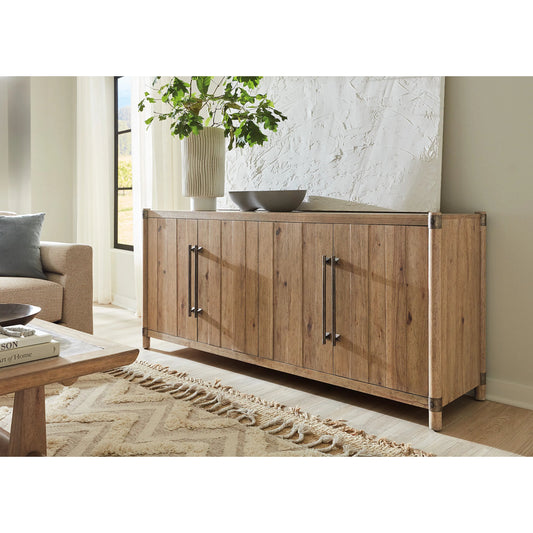 Vineyard Row Entertainment Credenza by Hooker Furniture in light wood and sonoma. Made from unique in a transitional style.