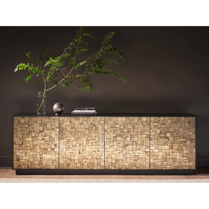 Modern Cosmo Credenza by Universal Furniture in pyrite, matte black. Made from unique in a unique style.