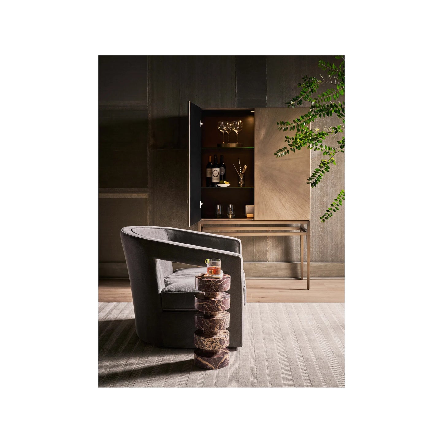 002 SI-2195609 | Additional Silo | Modern Cerise Spot Table by Universal Furniture in cherry gold marble. Made from unique in a unique style.