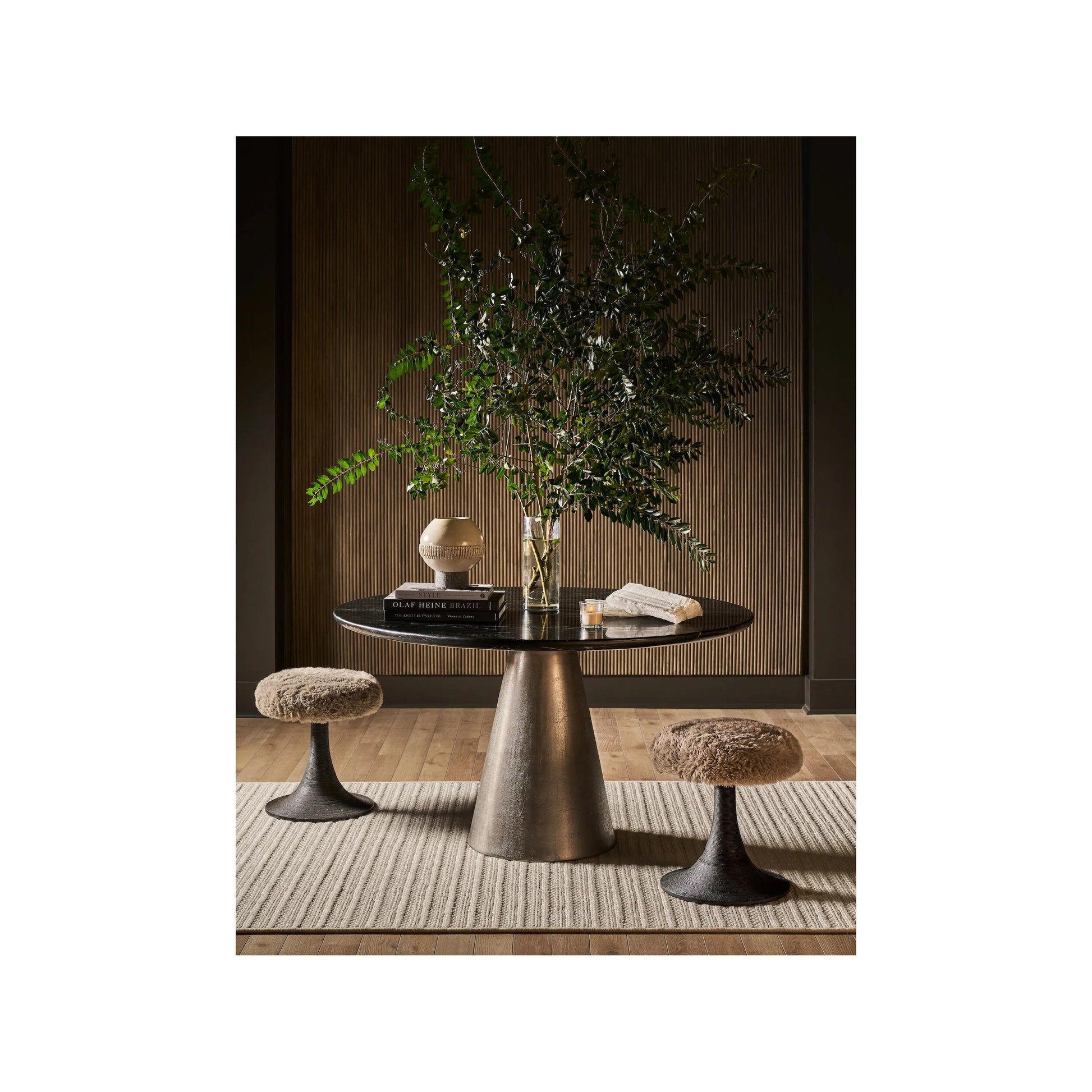 Modern Slate Dining Table by Universal Furniture in black merino, antique silver. Made from unique in a unique style.