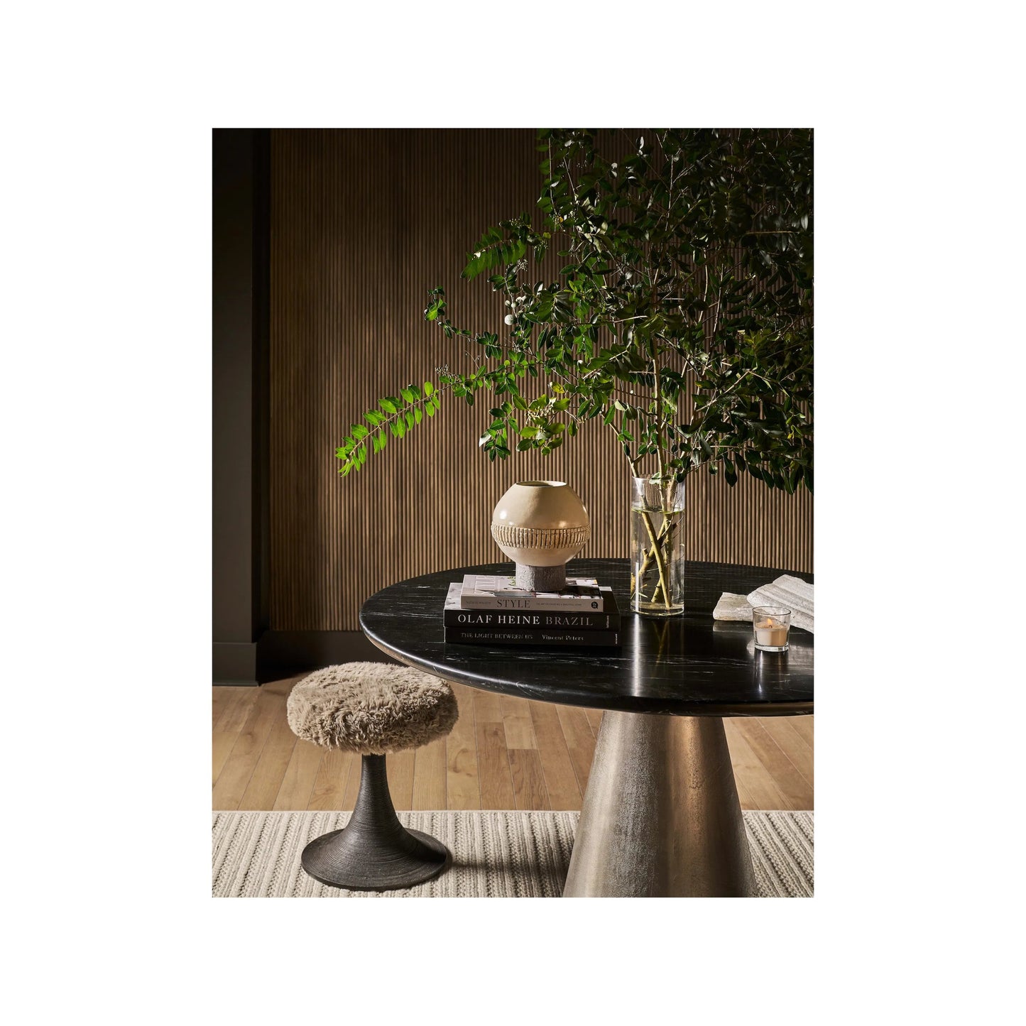 003 SI-2195684 | Additional Silo | Modern Slate Dining Table by Universal Furniture in black merino, antique silver. Made from unique in a unique style.