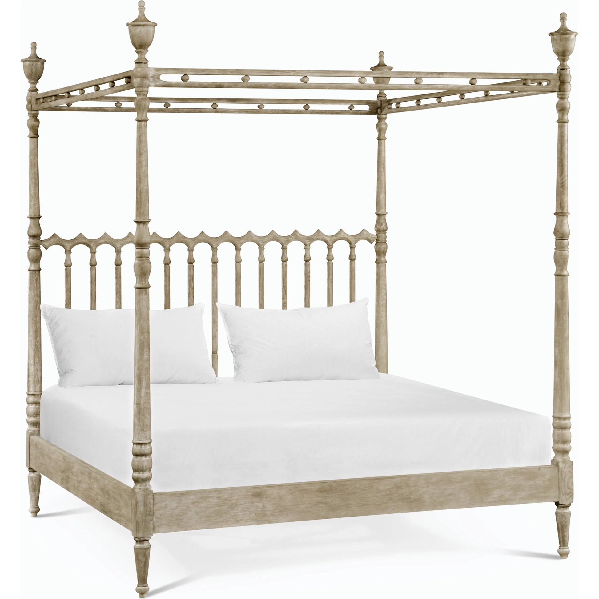William Yeoward Morris King Bed by Jonathan Charles in grey and greyed oak. Made from oak in a cottage & farmhouse style.