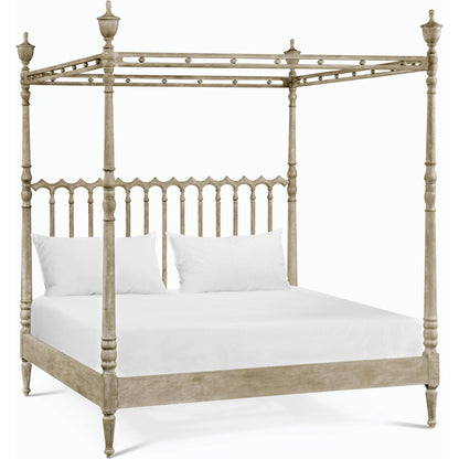William Yeoward Morris King Bed by Jonathan Charles in grey and greyed oak. Made from oak in a cottage & farmhouse style.