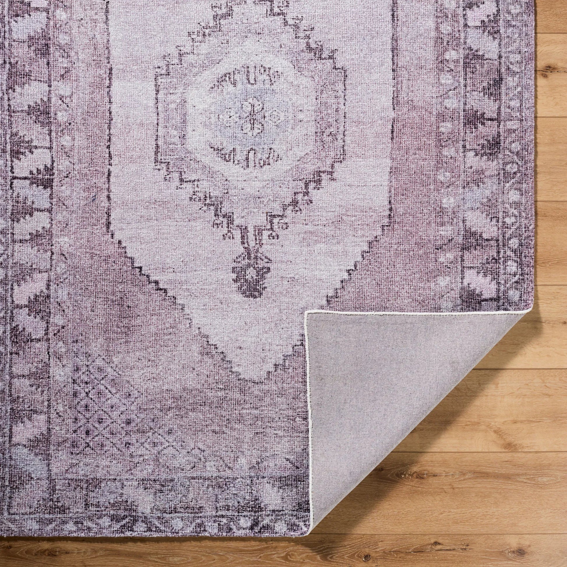 Unique UNQ-2316 Rug by Livabliss in lavender, dusty rose, mauve, soft lilac, antique white. Made from polyester in a unique style.