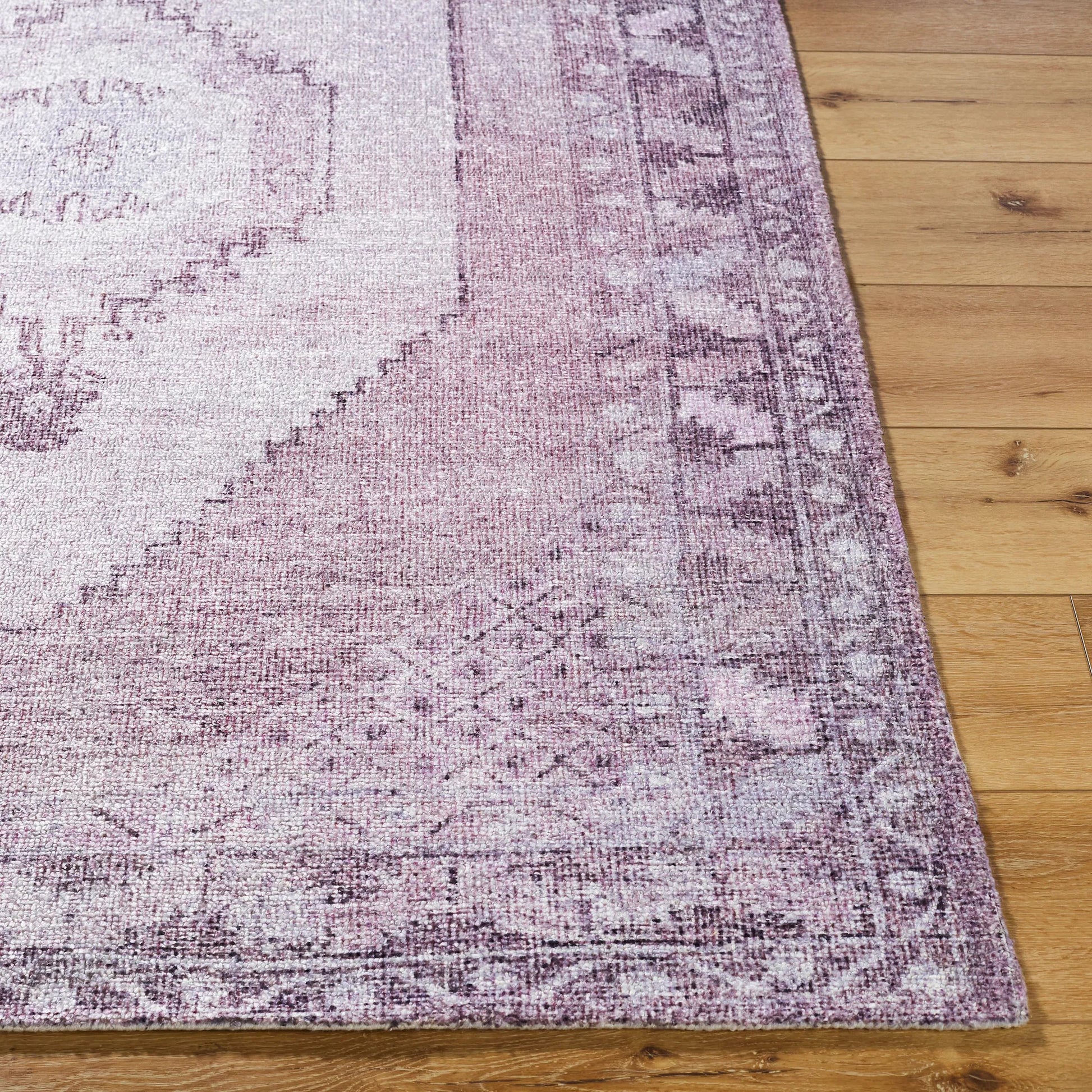 Unique UNQ-2316 Rug by Livabliss in lavender, dusty rose, mauve, soft lilac, antique white. Made from polyester in a unique style.