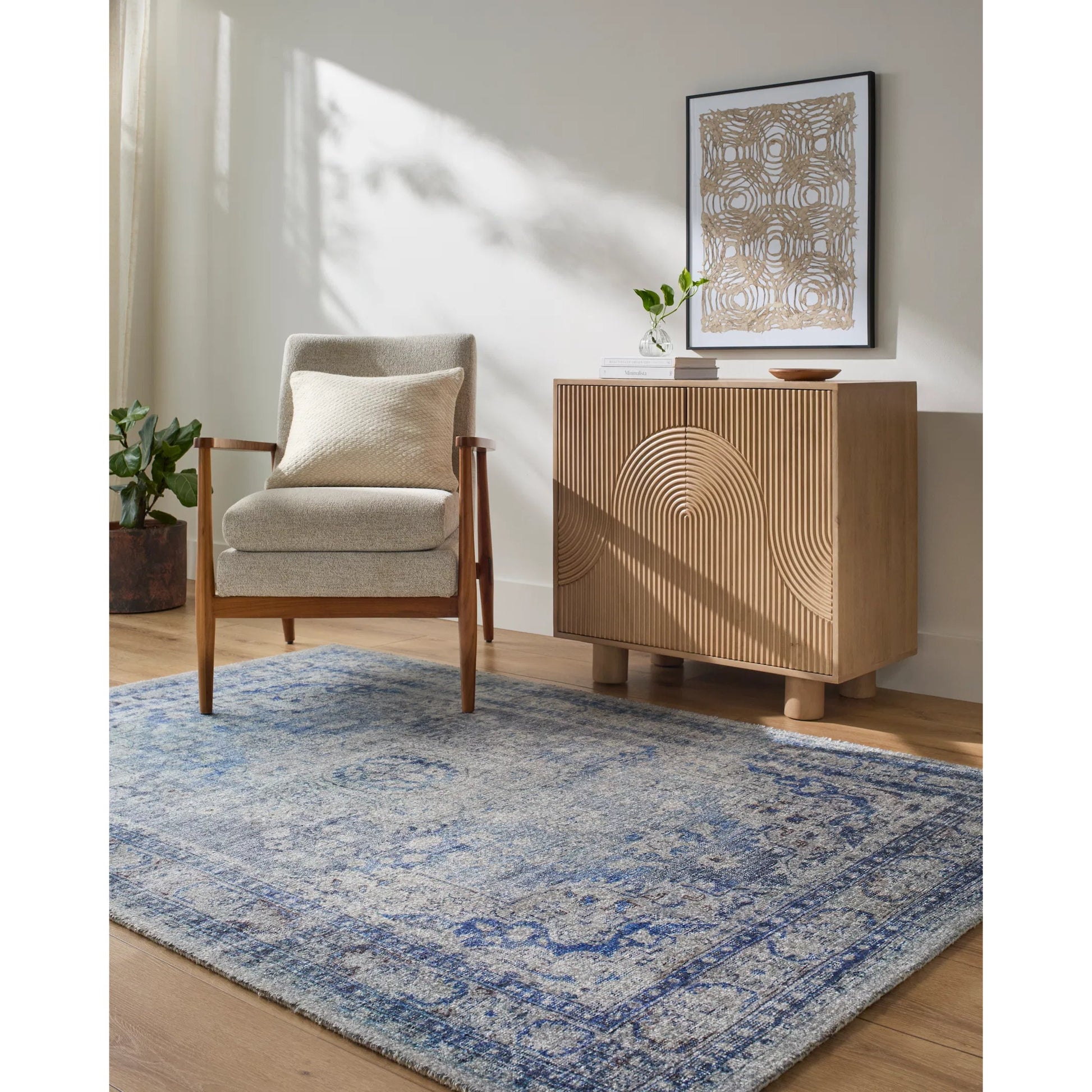 Unique UNQ-2318 Rug by Livabliss in cobalt, slate, periwinkle, steel, ivory. Made from polyester in a unique style.