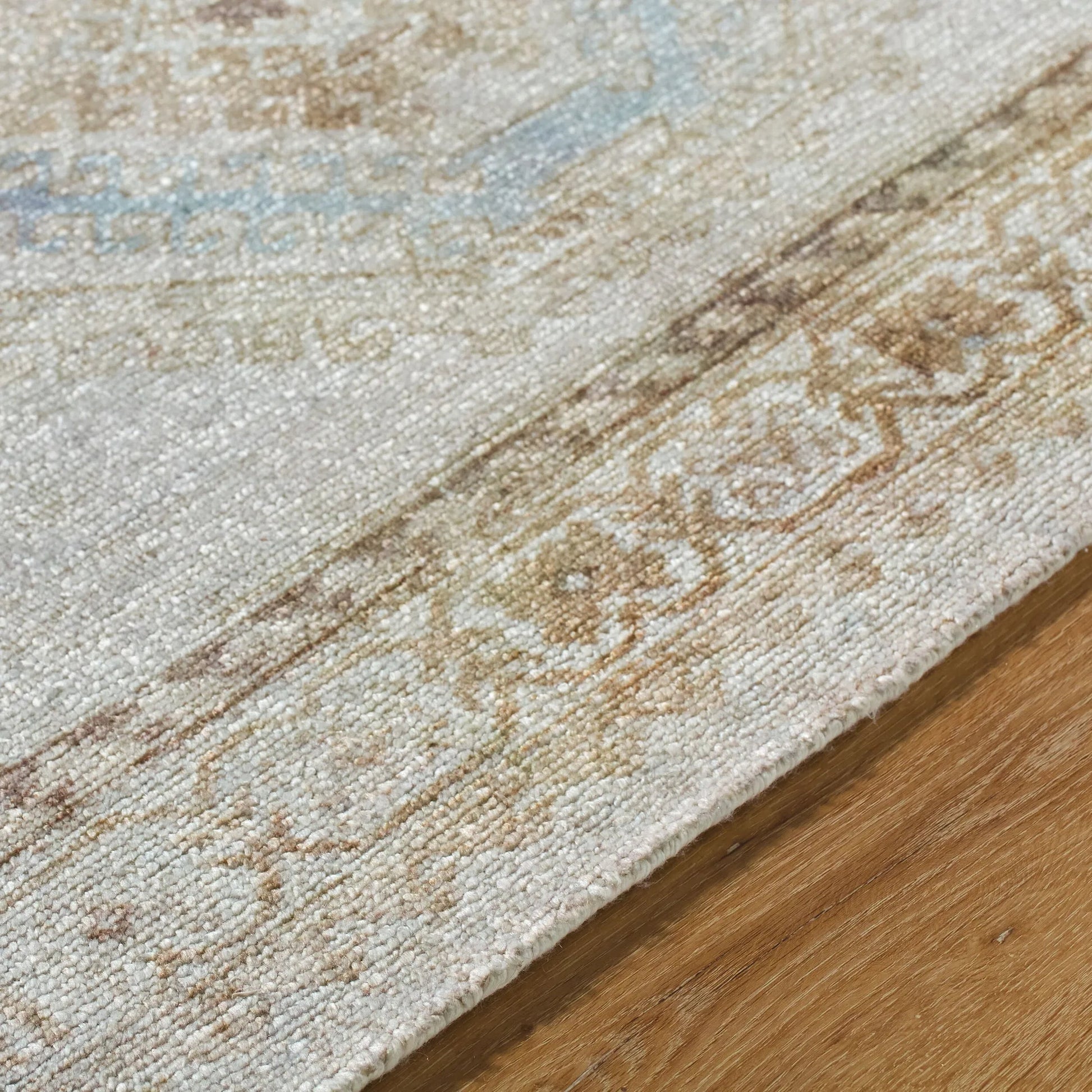 Unique UNQ-2319 Rug by Livabliss in ivory, sandstone, sky blue, taupe, beige. Made from polyester in a unique style.