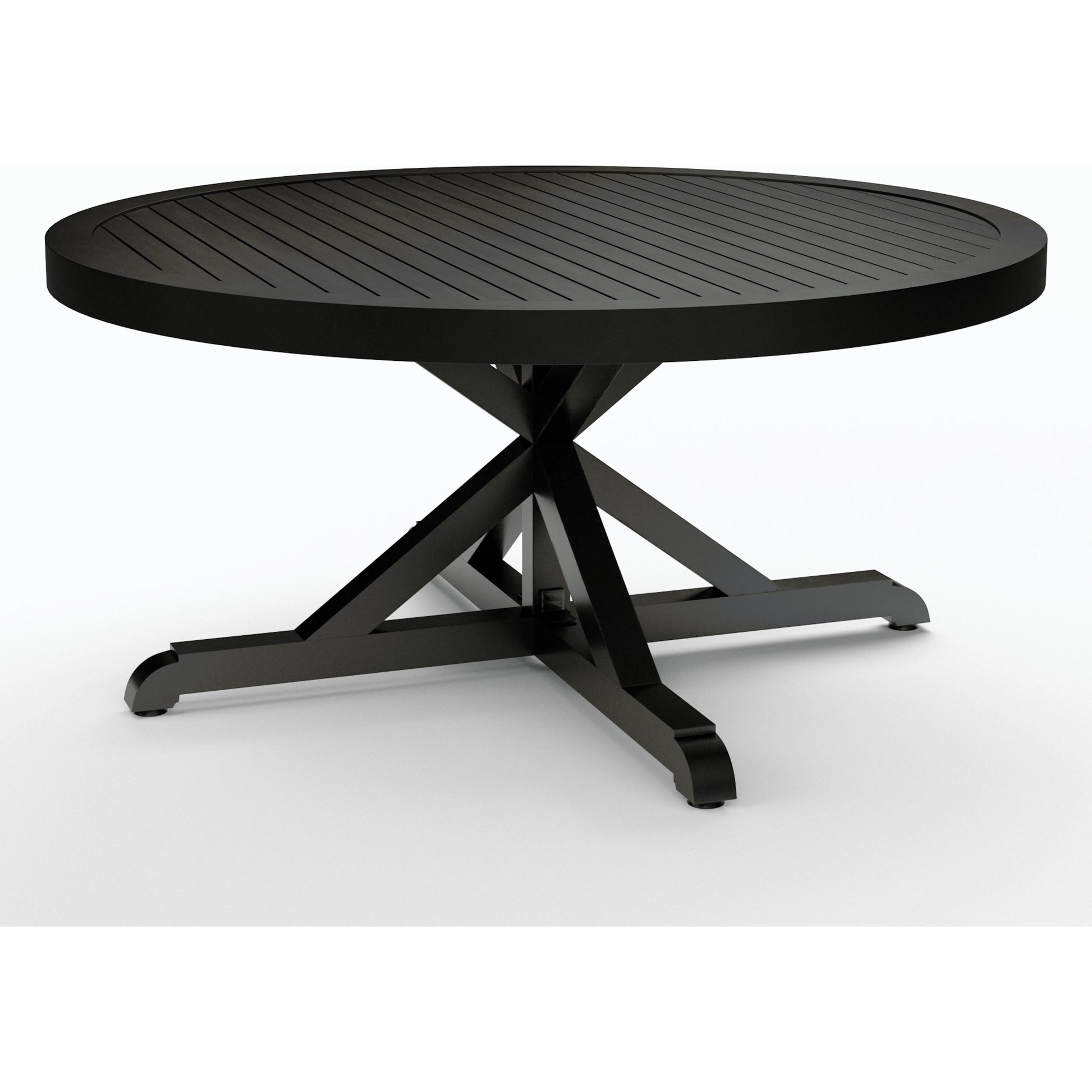 Monterey Outdoor 60" Dining Table by Sunset West in copper. Made from aluminum in a modern style.