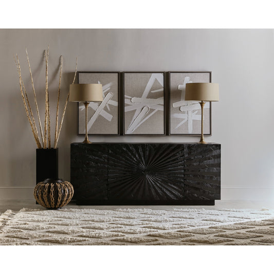 Commerce & Market Open Space Entertainment Console by Hooker Furniture in black. Made from mango solids in a modern style.