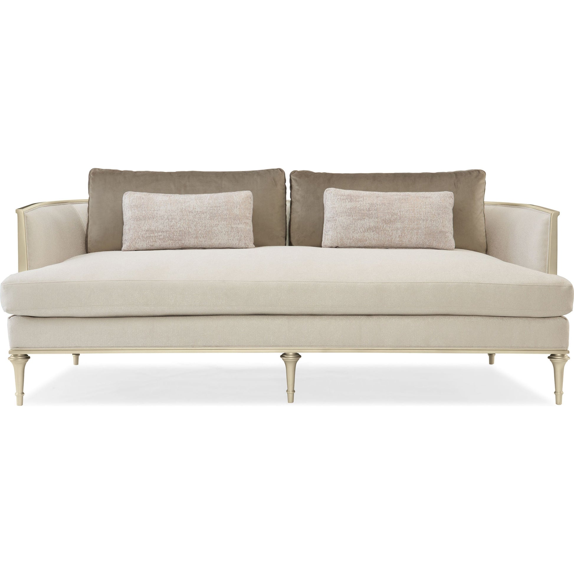 Quit Your Metal-Ing Sofa by Caracole in natural and platinum, tungsten. Made from birch, plated metal in a cottage & farmhouse style.