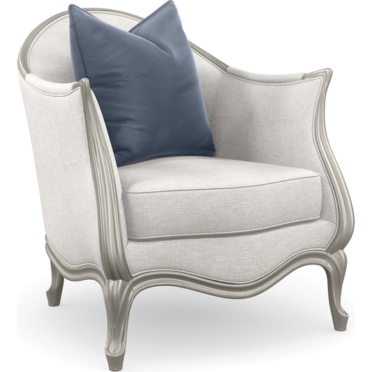 Special Invitation Chair by Caracole in oatmeal and soft silver. Made from birch in a traditional style.