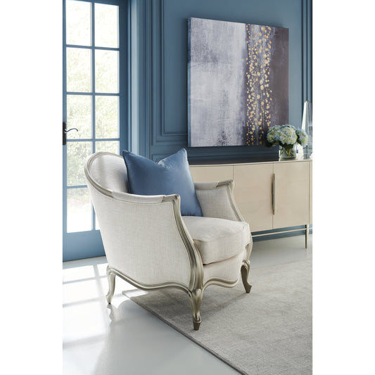 Special Invitation Chair by Caracole in oatmeal and soft silver. Made from birch in a traditional style.