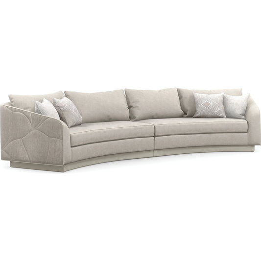 Fanciful Loveseat by Caracole in gray and pearl. Made from birch, performance fabric in a modern style.