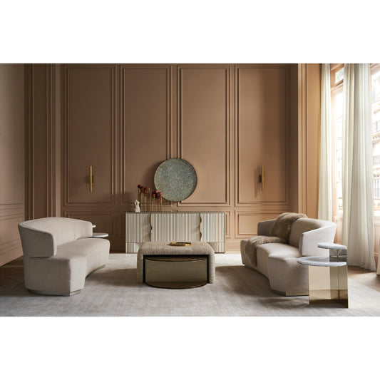 Olympia Sofa by Caracole in ivory and sparkling argent. Made from birch in a modern style.