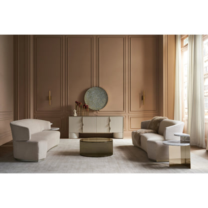 Olympia Sofa by Caracole in ivory and sparkling argent. Made from birch in a modern style.