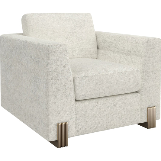 Counter Balance Chair by Caracole in oatmeal and champagne gold. Made from metal in a modern style.