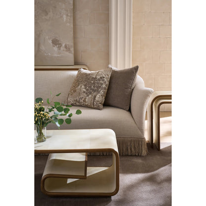 Savoy Sofa by Caracole in chestnut. Made from asian hardwood in a unique style.