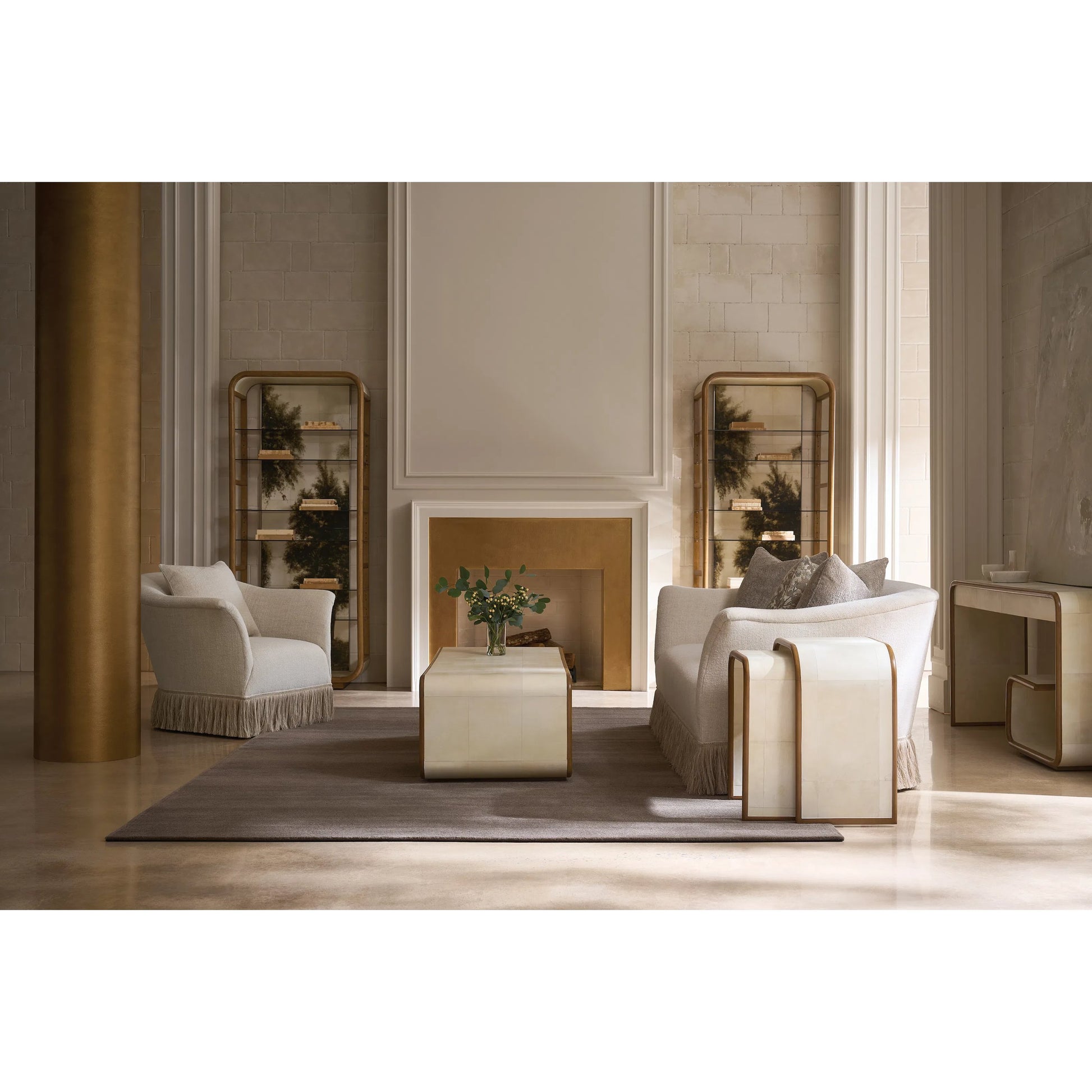 Savoy Sofa by Caracole in chestnut. Made from asian hardwood in a unique style.