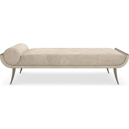Nice Chaise by Caracole in mountain smoke, ivory painted faux shagreen, brushed gold. Made from birch, metal, curupixia in a unique style.