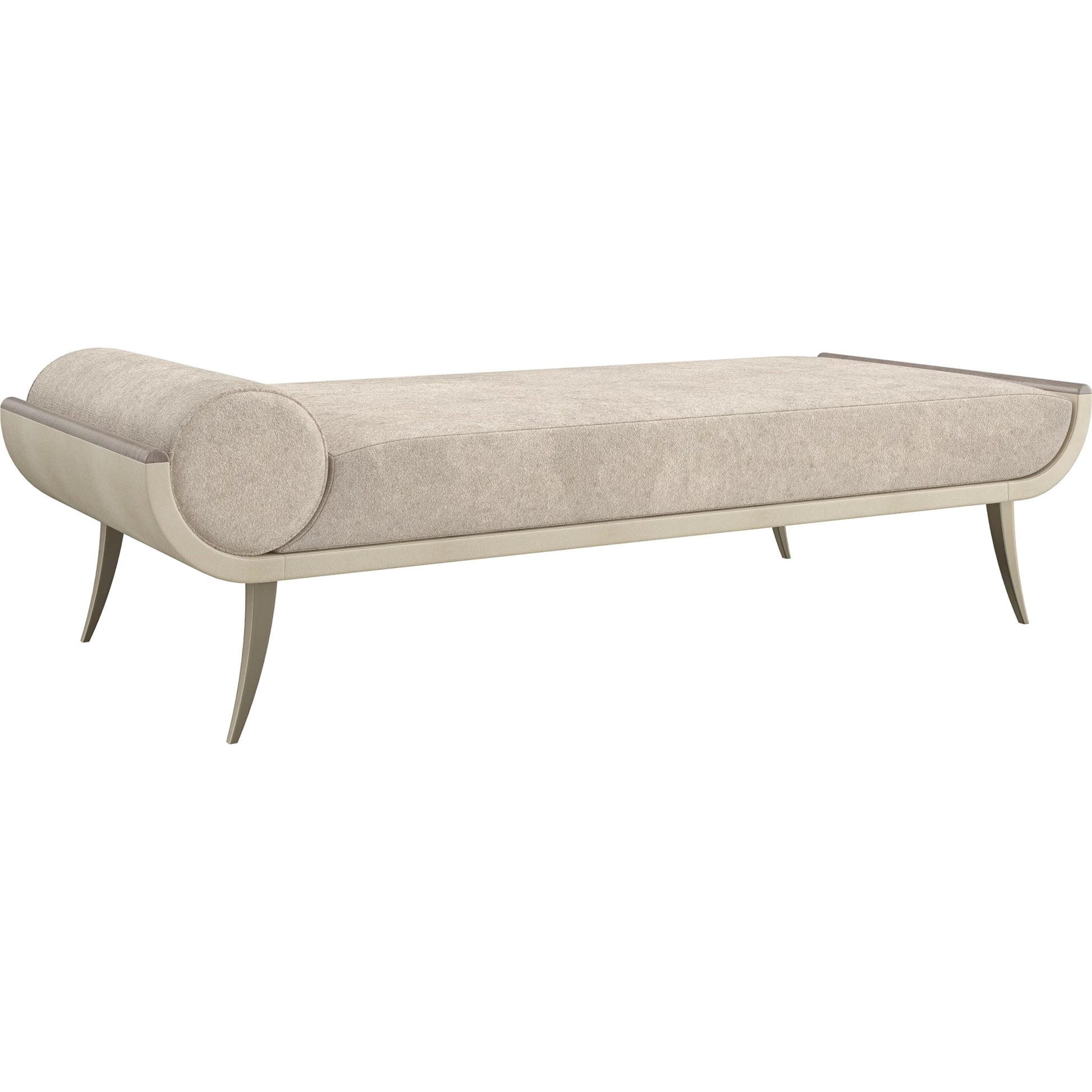 Nice Chaise by Caracole in mountain smoke, ivory painted faux shagreen, brushed gold. Made from birch, metal, curupixia in a unique style.