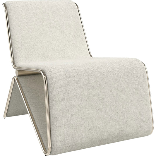 Parallax Upholstered Chair by Caracole in whisper of gold. Made from metal in a unique style.