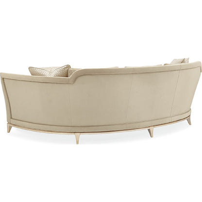 Bend the Rules Sofa by Caracole in silver and soft silver paint. Made from birch in a transitional style.