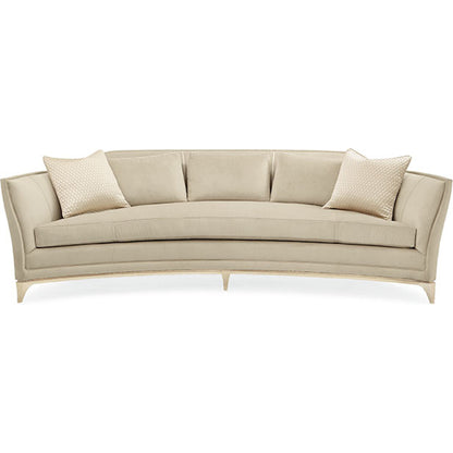 Bend the Rules Sofa by Caracole in silver and soft silver paint. Made from birch in a transitional style.