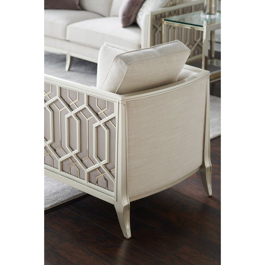 Just Duet Chairs by Caracole in steel, silver, champagne gold and soft silver paint, champagne gold. Made from birch, stainless steel in a transitional style.