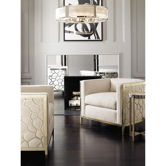 Ice Breaker Chair by Caracole in gold, natural and gold bullion. Made from plated stainless steel in a transitional style.