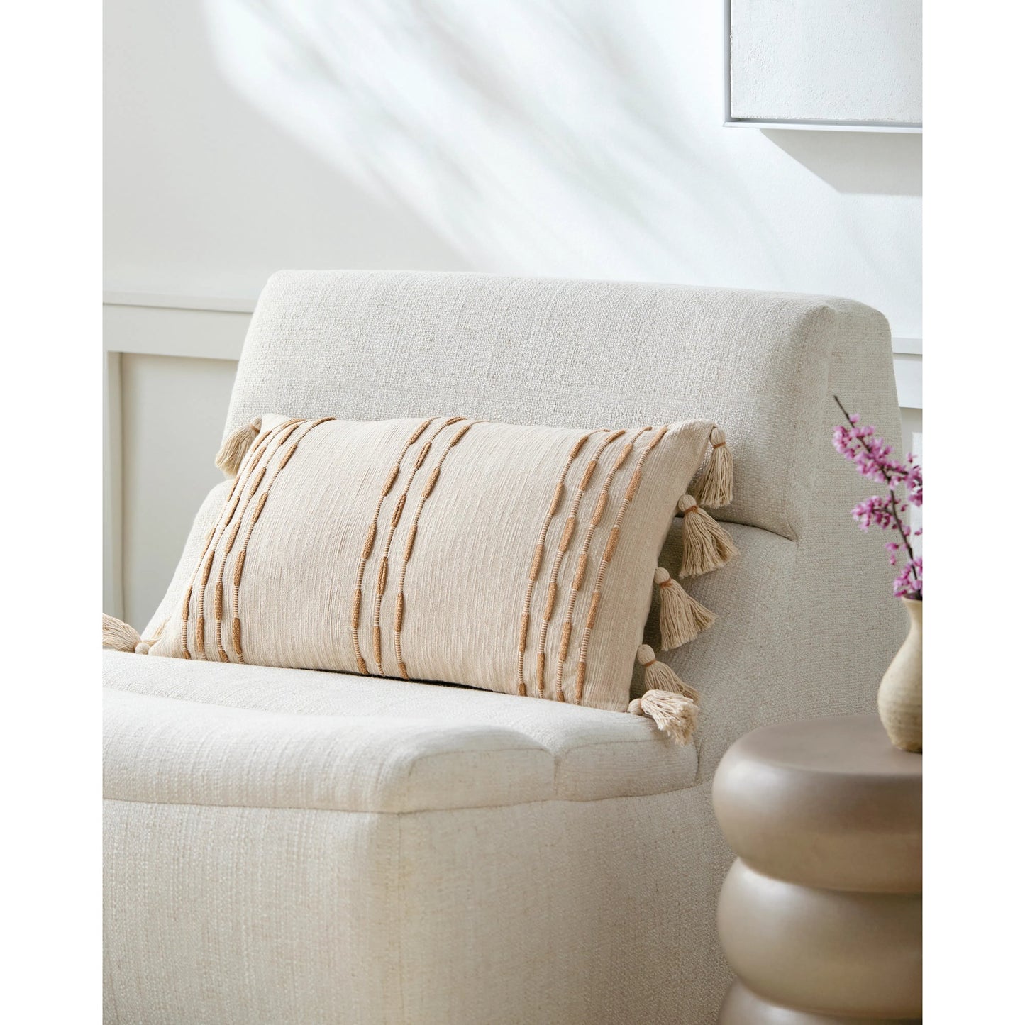 003 SI-1917273 | Lifestyle | Uppsala Pillow - 31657 by Surya in ivory, saffron. Made from front: 100% cotton, back: 100% cotton in a cottage & farmhouse style.