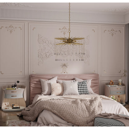 Lark 6-Light Chandelier by Lumanity in brass. Made from iron, crystal in a modern style.