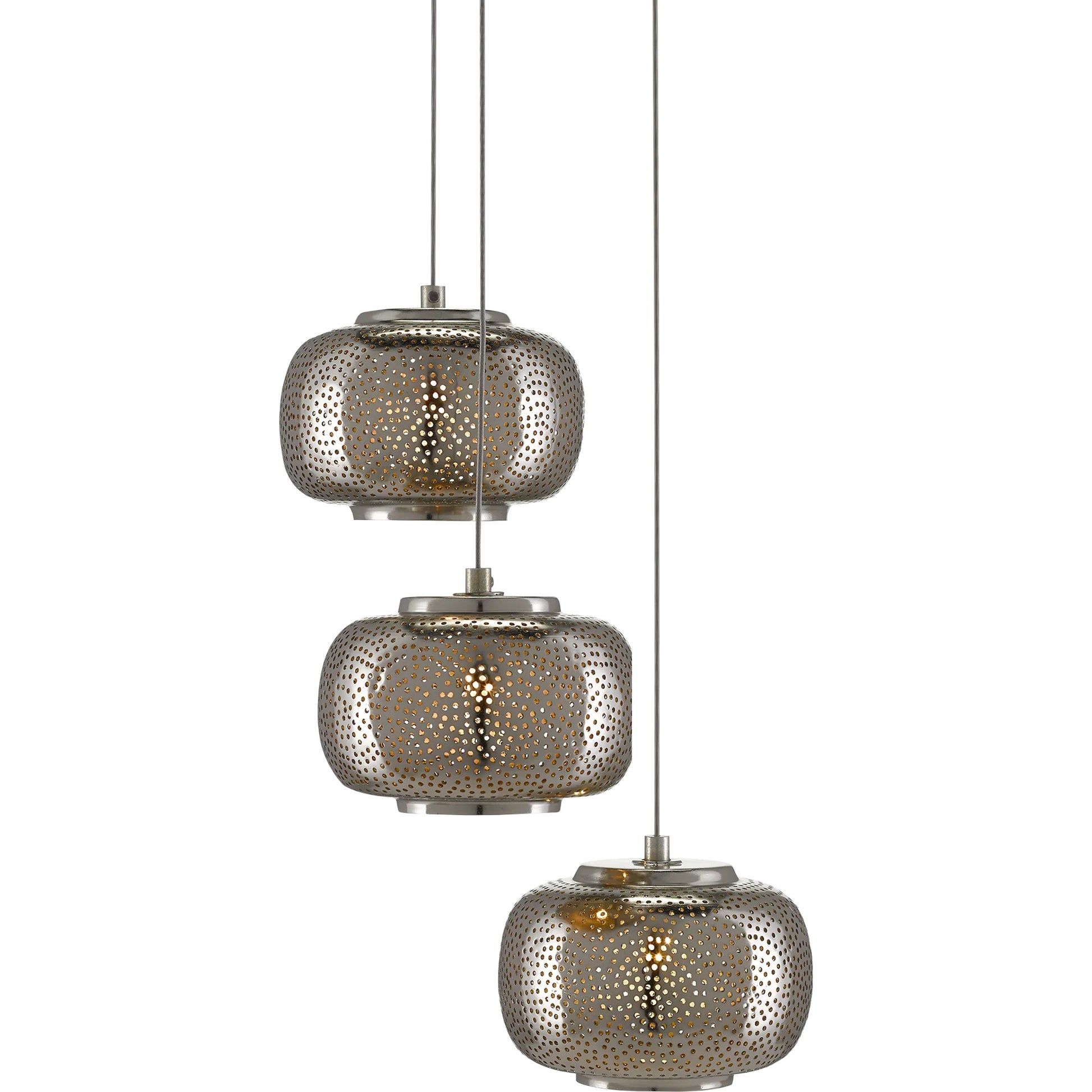 Pepper Pendant by Currey and Company in painted silver, nickel. Made from metal in a modern style.