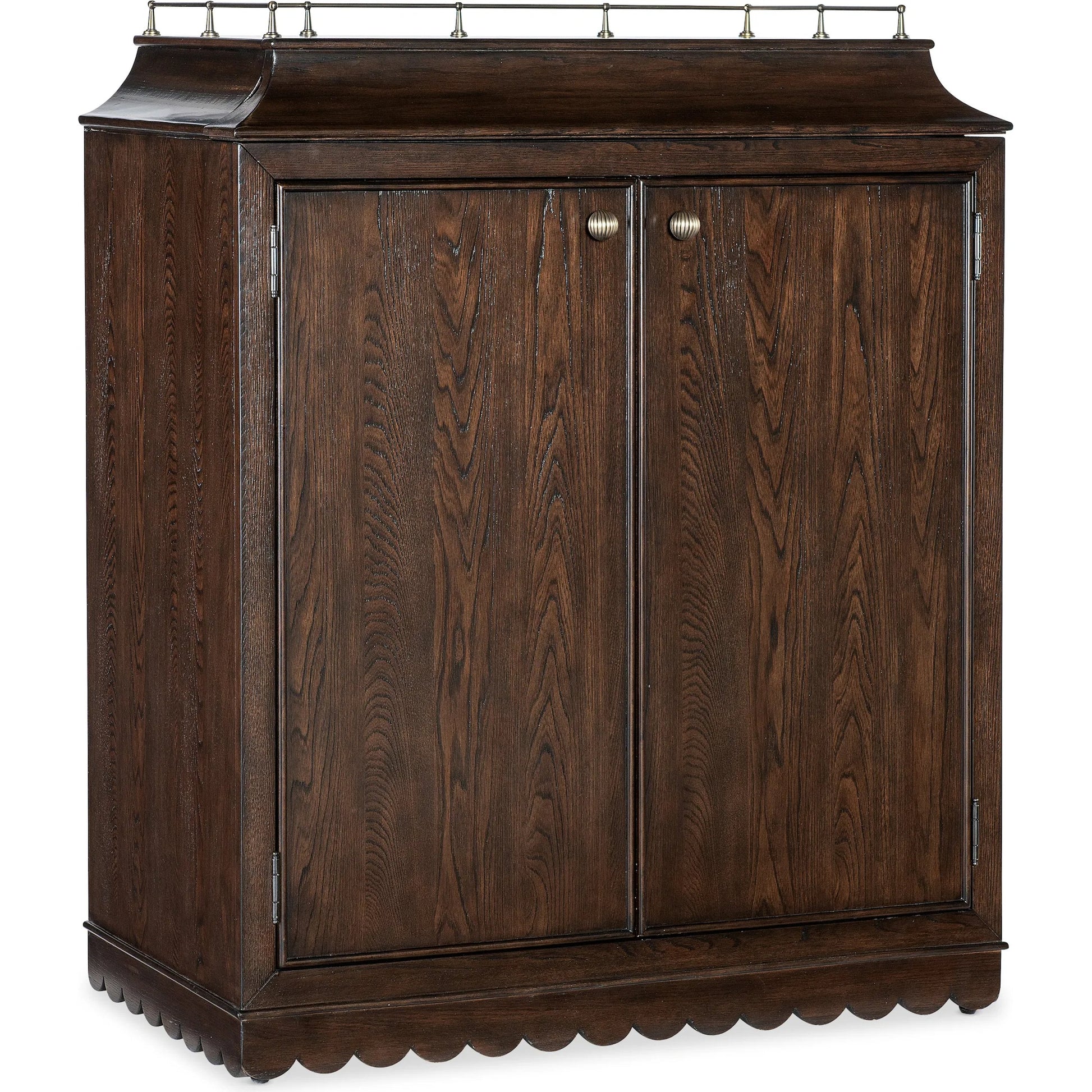 Commerce and Market Dukes Bar Cabinet by Hooker Furniture in dark wood and elm, gold. Made from unique in a unique style.