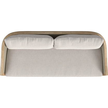 Cambria Outdoor Sofa by Sunset West in light wood. Made from teak in a rustic style.