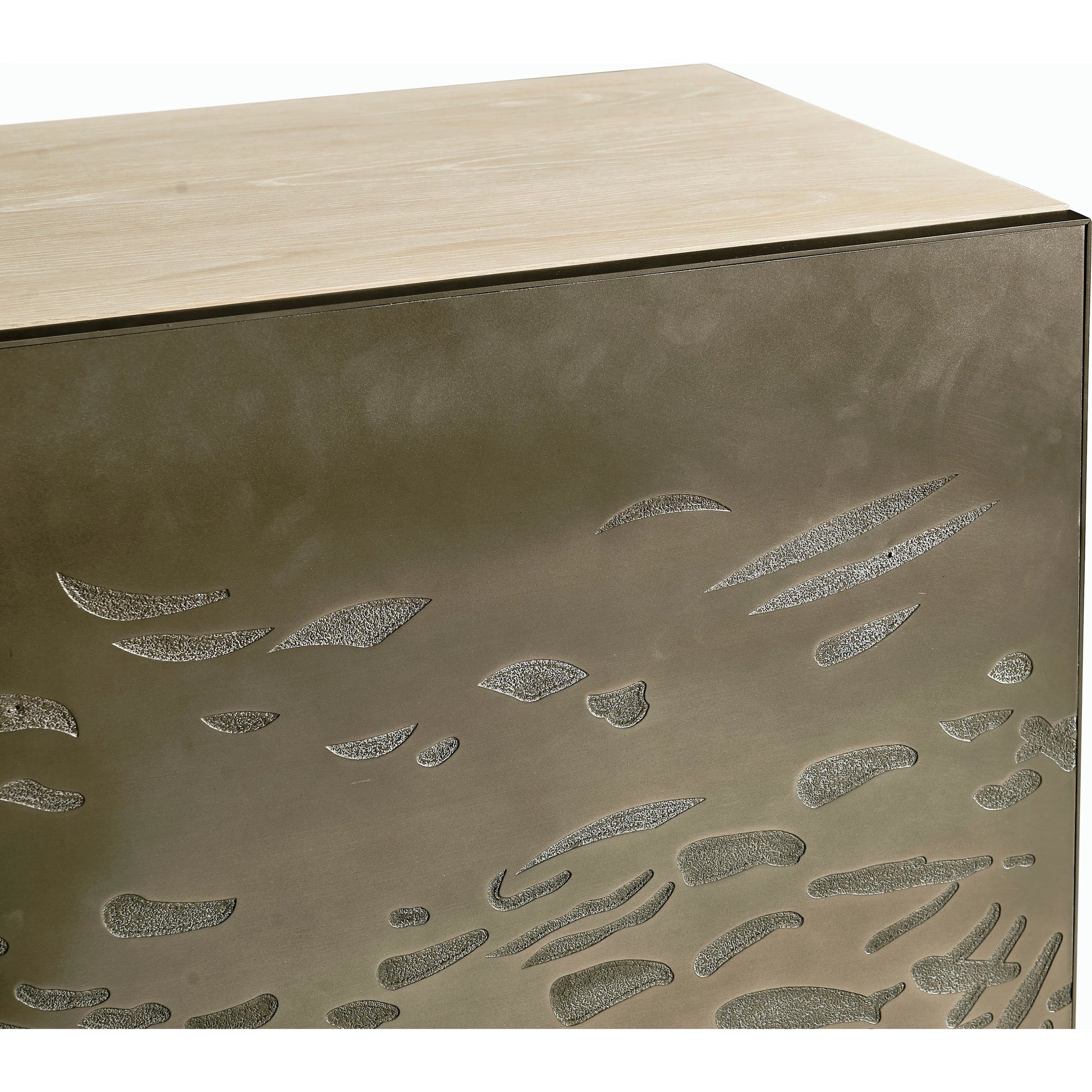 Water Diel Acid Etched Door Chest by Jonathan Charles in bleached oak. Made from oak, cast metal in a modern style.