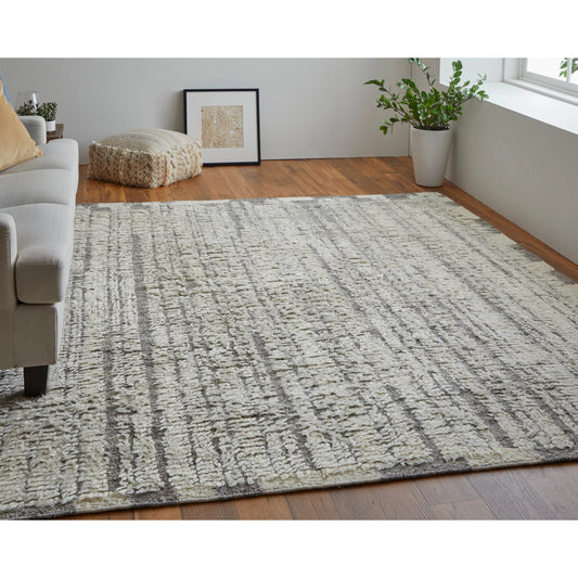 Ashby Transitional Stripes Rug - 8906F by Feizy in ivory, gray. Made from wool in a unique style.