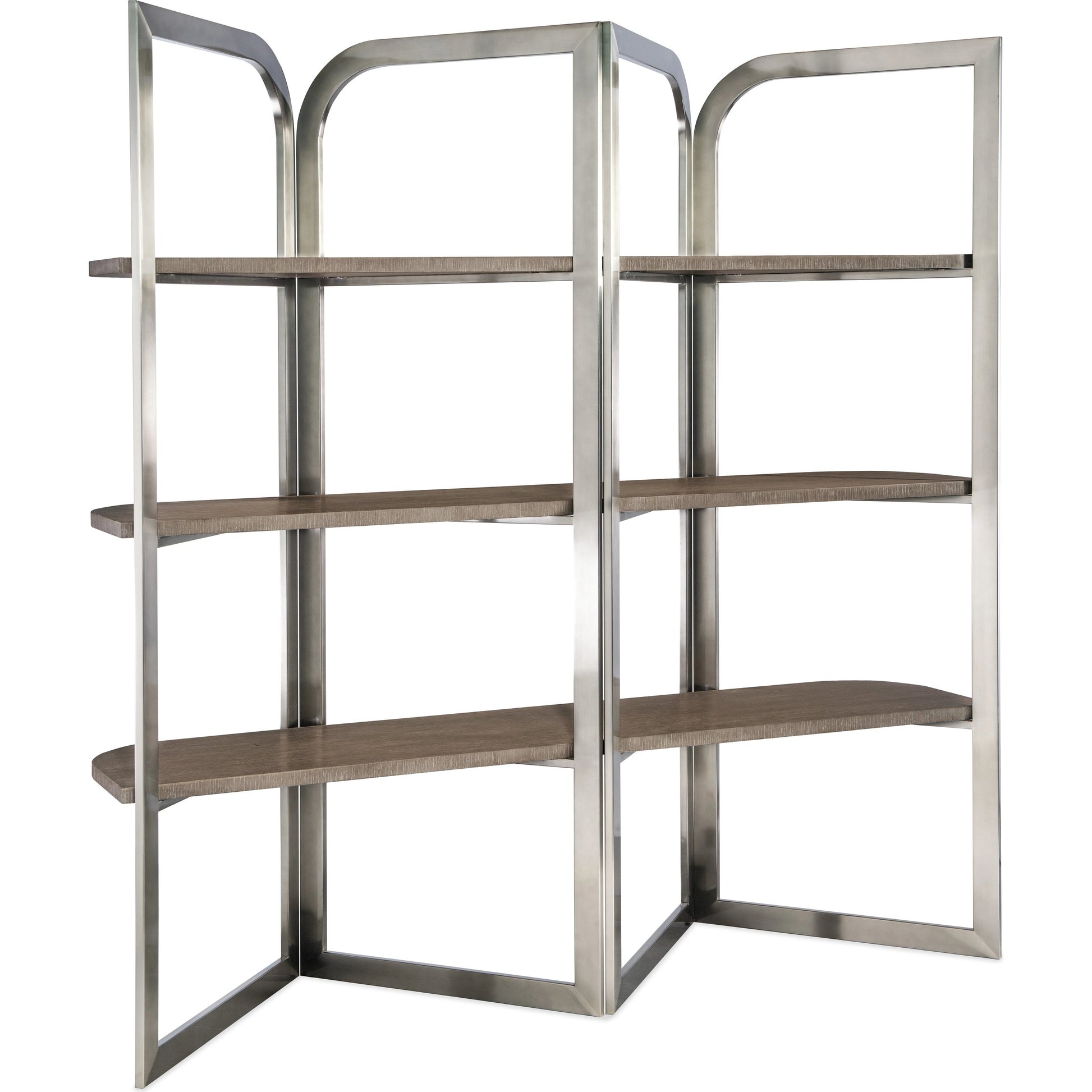 Modern Mood Etagere by Hooker Furniture. Made from oak veneers, metal in a modern style.