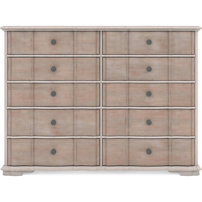 Alcove Master Chest by A.R.T. Furniture in belgian ivory, washed maple. Made from acacia solids, maple veneers, metal in a modern style.