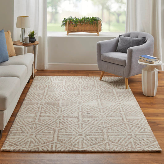 Rhett Transitional Geometric Rug - I8067 by Feizy in ivory, taupe. Made from wool in a unique style.