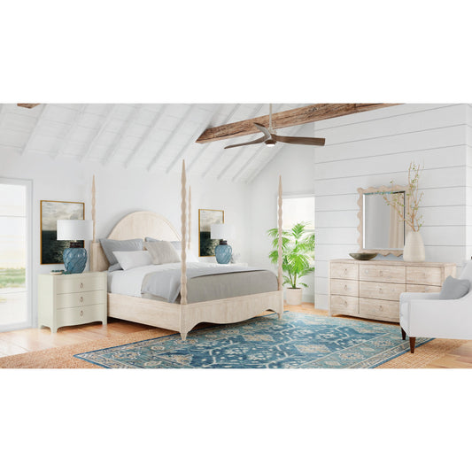 Serenity Jetty Poster Bed by Hooker Furniture in surf, neptune. Made from oak veneers, rope in a cottage & farmhouse style.