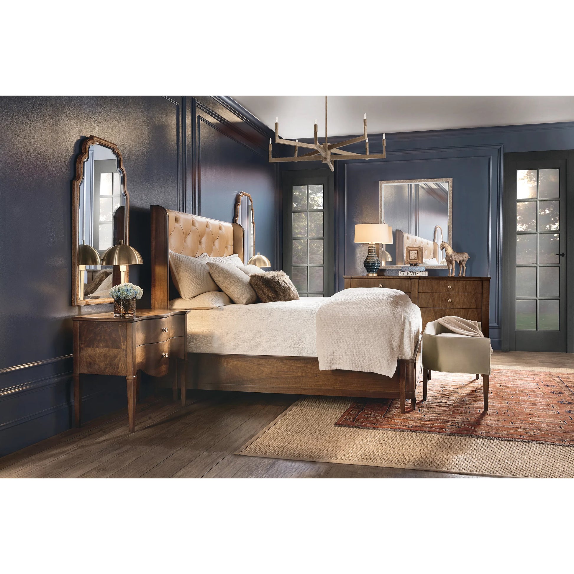 Archives Tall Mirror by Hooker Furniture in medium wood and mottled amber. Made from wood, mirror in a traditional style.