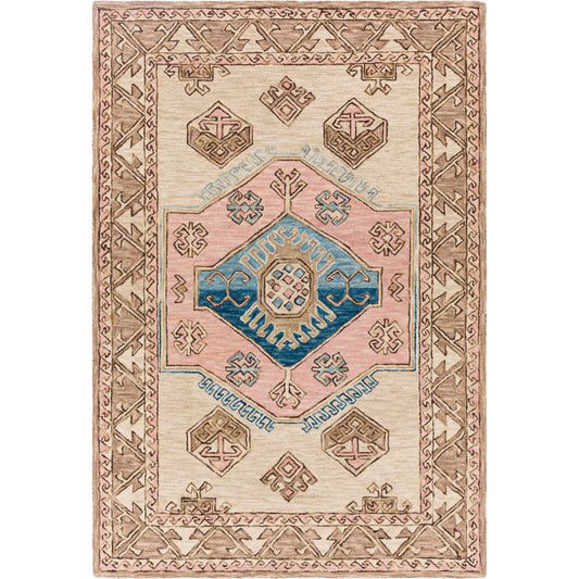 Urfa Rug - 26542 by Surya in blue, light blue, ice blue, dusty pink, light beige. Made from 100% wool in a unique style.