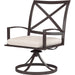 La Jolla Outdoor Swivel Dining Chair by Sunset West in browns. Made from aluminum in a modern style.
