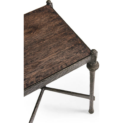 Terravita Square Side Table by Jonathan Charles in black caldera oak. Made from oak veneer in a cottage & farmhouse style.